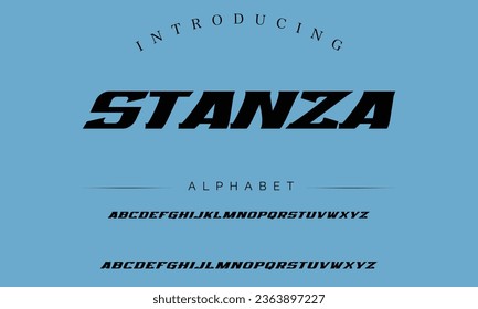 Stanza Sport Modern Italic Alphabet Font. Typography urban style fonts for technology, digital, movie logo design. vector illustration