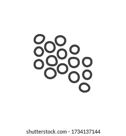 Staphylococci bacteria line icon. linear style sign for mobile concept and web design. Staphylococcus bacteria outline vector icon. Symbol, logo illustration. Vector graphics