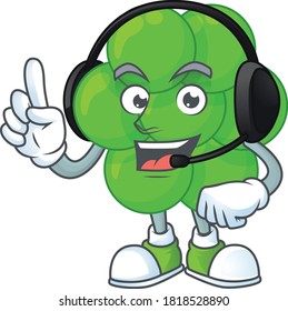 Staphylococcus aureus cartoon character style speaking with friends on headphone. Vector illustration