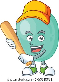 Staphylococcus aureus cartoon design concept of hold baseball stick