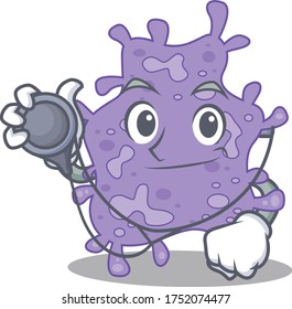 Staphylococcus aureus in doctor cartoon character with tools