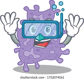 Staphylococcus aureus mascot design concept wearing diving glasses
