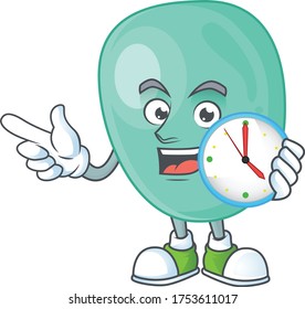 Staphylococcus aureus mascot design concept holding a circle clock
