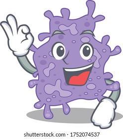 Estilo de diseño de mascota Staphylococcus aureus con el dedo gesto OK