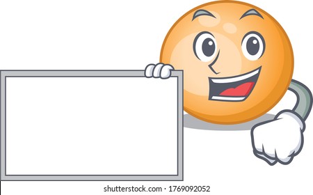 Staphylocuccus aureus cartoon character design style with board
