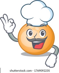 Staphylocuccus aureus chef cartoon design style wearing white hat