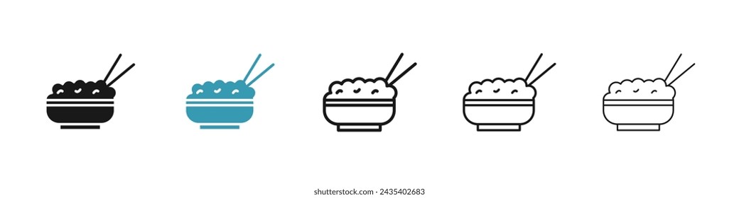 Staple Dish Vector Icon Set. Asian Cuisine Serving Symbol vector symbol for UI design.