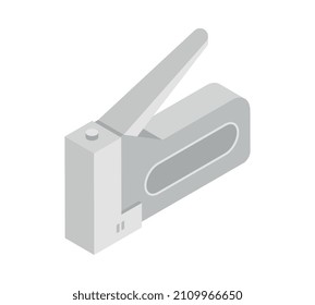 Staple gun building tool isometric icon on white background vector illustration