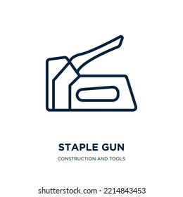staple gun icon from construction and tools collection. Thin linear staple gun, staple, construction outline icon isolated on white background. Line vector staple gun sign, symbol for web and mobile
