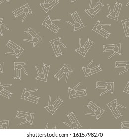 Staple gun icon. Vector seamless pattern with hand drawn isolated construction materials on gold color. Pattern on the theme of building. Background for use in design, packing, fabric