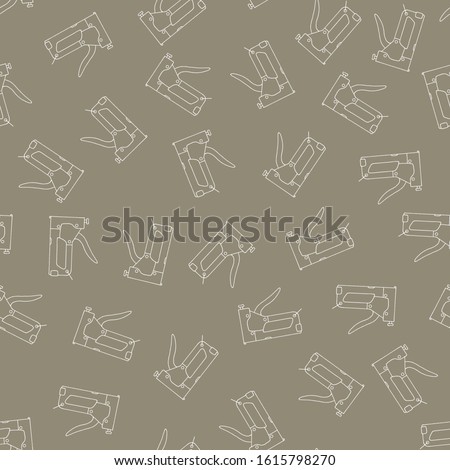 Staple gun icon. Vector seamless pattern with hand drawn isolated construction materials on gold color. Pattern on the theme of building. Background for use in design, packing, fabric
