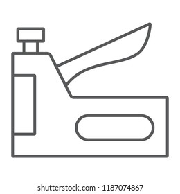 Staple gun thin line icon, tool and repair, stapler sign, vector graphics, a linear pattern on a white background, eps 10.