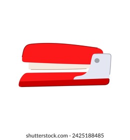 staple stapler cartoon. office paper, isometric clipstationery, pen red staple stapler sign. isolated symbol vector illustration