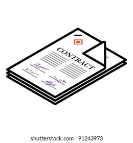 A stapled document - contract with signatures.