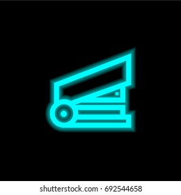 Stapler blue glowing neon ui ux icon. Glowing sign logo vector