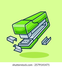 Stapler Cartoon Vector Icon Illustration. Education Object Icon Concept Isolated Premium Vector. Flat Cartoon Style