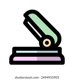 Icono plano de la grapadora. oficina, escuela, trabajo, papel. adecuado para interfaces, Sitios web, UI y aplicaciones móviles.