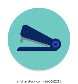 Stapler flat icon. Round colorful button, Stationery circular vector sign. Flat style design