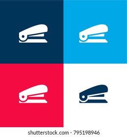 Stapler four color material and minimal icon logo set in red and blue