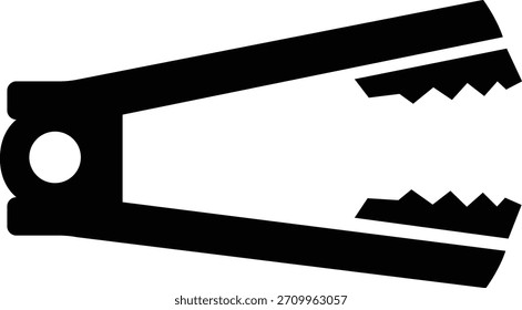 Icono de grapadora en estilo plano negro. Silueta de herramienta de oficina, mostrando el equipo de papelería para documentos, encuadernación de papel, útiles escolares y uso profesional aislado sobre fondo transparente.