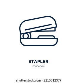 stapler icon from education collection. Thin linear stapler, office, pen outline icon isolated on white background. Line vector stapler sign, symbol for web and mobile