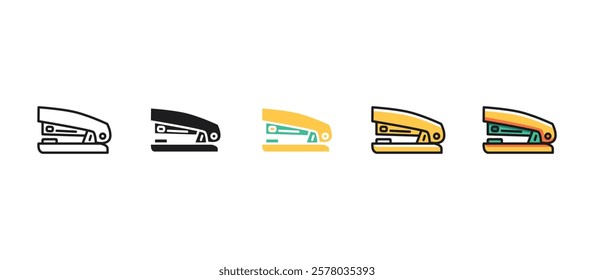 Stapler icon in flat vector style, perfect for office, school, stationery, paperwork, document organization, business, and desk supplies. Ideal for digital designs, education, and work tools.