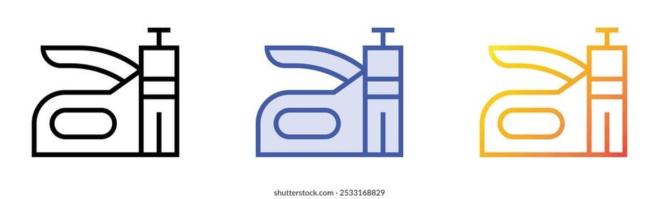 ícone grampeador. Design de estilo linear, preenchimento azul e gradiente isolado em plano de fundo branco