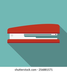 Stapler Icon With Long Shadow. Flat Style Vector Illustration