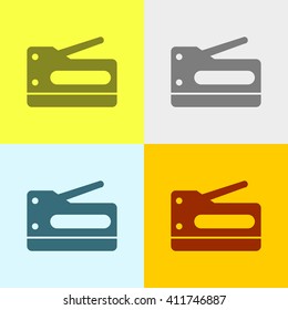 Stapler Icon on Four Different Backgrounds. Eps-10.