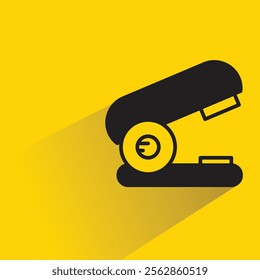 stapler icon with shadow on yellow background