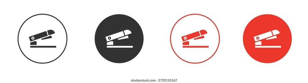 Icono de grapadora en negro. Icono de diseño de Vector stock