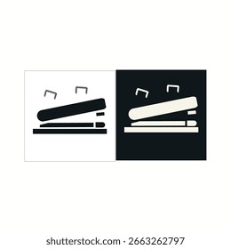 Iconos de grapadora. Negro, Ilustración vectorial blanca