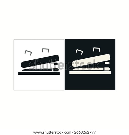 Stapler Icons. Black, White vector illustration