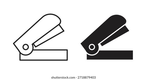 Ícones grampeadores definidos isolados na ilustração de vetor plano de fundo branco.