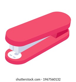 Stapler in isometric style icon, paper stapling machine