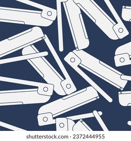 Stapler line art seamless pattern. Suitable for backgrounds, wallpapers, fabrics, textiles, wrapping papers, printed materials, and many more.