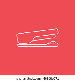 Stapler Line Icon On Red Background