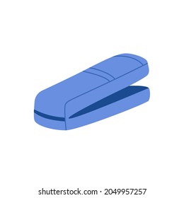 Stapler für Papier. Büroplastikwerkzeug zum Stapeln. Schulbücher. farbige flache Vektorgrafik einzeln auf weißem Hintergrund