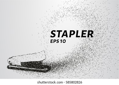 The stapler of the particles. The stapler consists of circles and points. Vector illustration