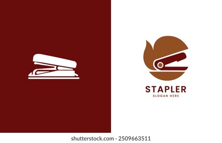 Stapler pin office paper attach business set object modern minimalist logo design professional template 