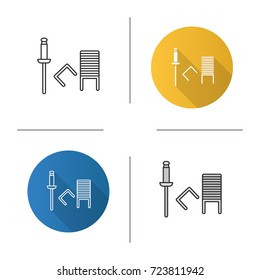 Stapler pins icon. Flat design, linear and color styles. Staples. Isolated vector illustrations