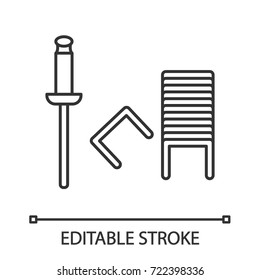 Stapler pins linear icon. Thin line illustration. Staples. Contour symbol. Vector isolated outline drawing. Editable stroke