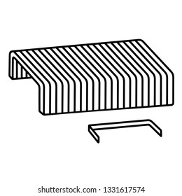 Stapler pins. Vector outline icon isolated on white background.