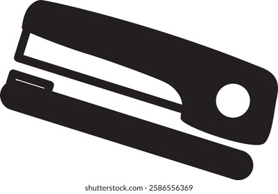 Stapler silhouette isolated on a white background representing office work, binding documents, and stationery equipment for organizing paperwork