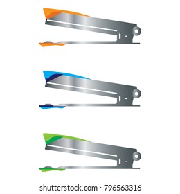 Stapler with stainless steel handle isolated on white background.