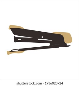 Stapler or staples paper sheets. Process of stapler documents. Office work tool vector illustration. 