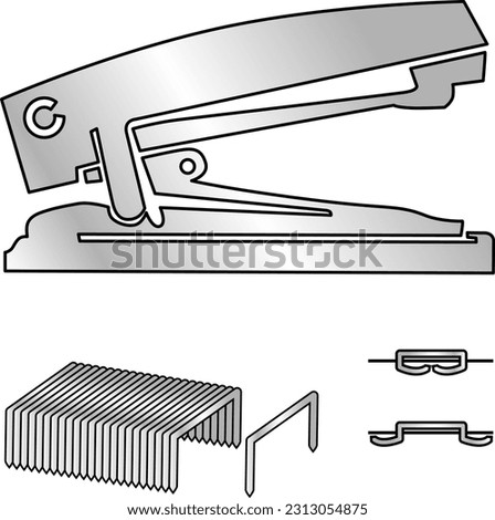 stapler and staples and staple attachment options vector illustration [[stock_photo]] © 