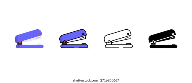 Conjunto de iconos de herramienta de grapadora para escritorio de oficina