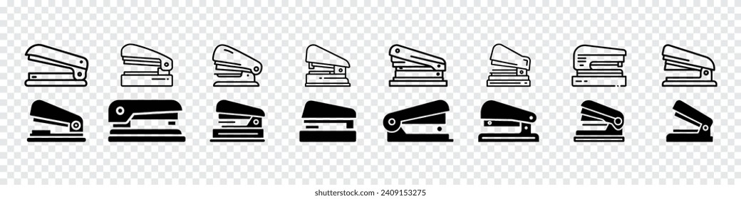 Stapler vector icon. stapler icon symbol sign, Staplers flat icon for web. Minimalist stapler and staples web icon isolated on white background. Vector Stapler Icons