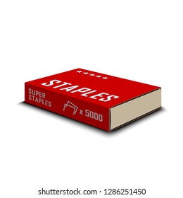 Staples in pack isolated on white background. Office standard staples for stapler. Vector illustration.
